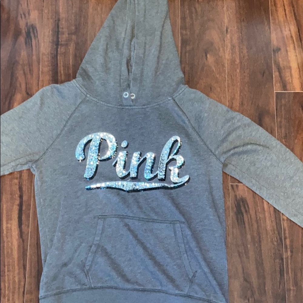Large dark grey Pink hoodie